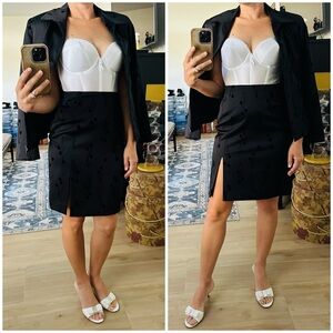 Vintage 90’s/Y2K ELEONORA AMADEI Velvet Tulips Jacket & Skirt Set